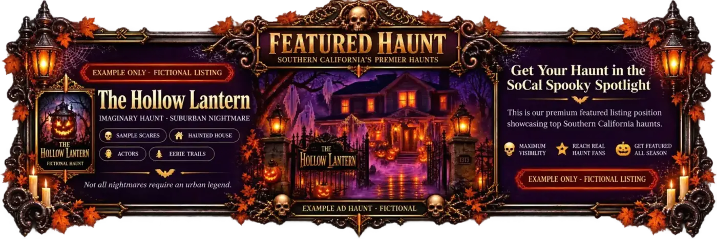 Featured Haunt example — get your haunt in the SoCal Spooky spotlight (example only, fictional listing)
